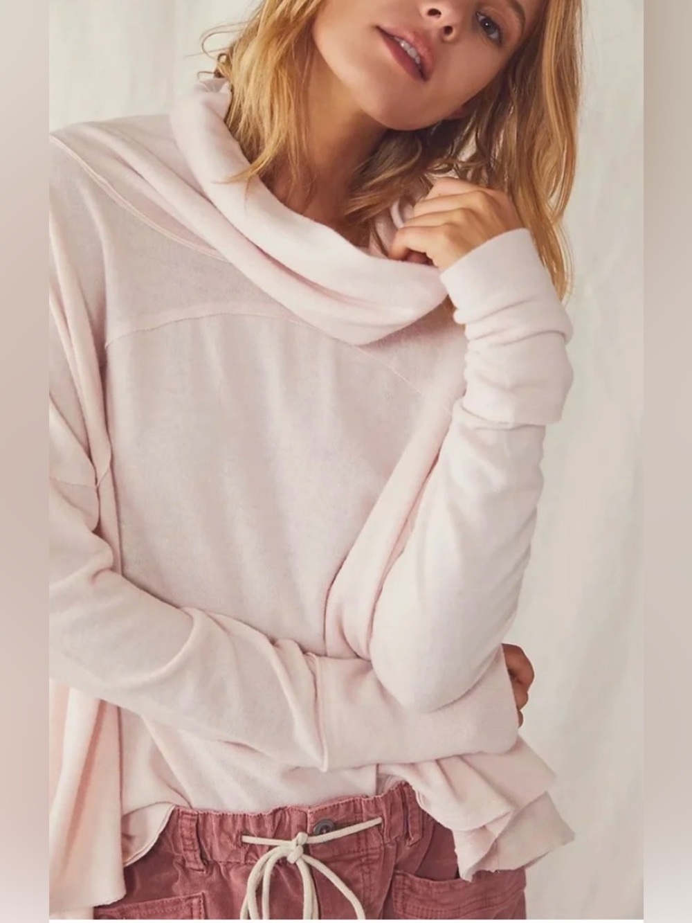 We The Free Cozy Time Funnel Neck Top by Free People oversized lightweight Sz S